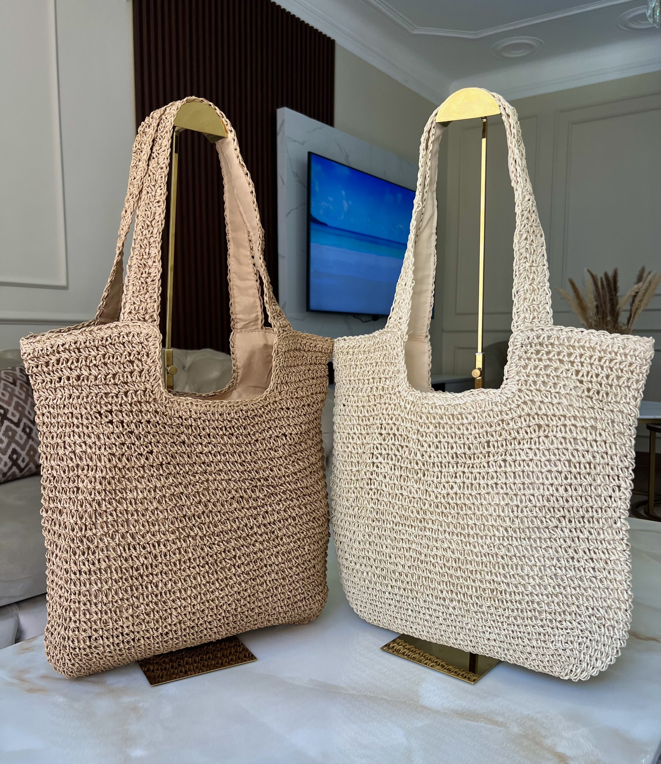 sac en paille tressé