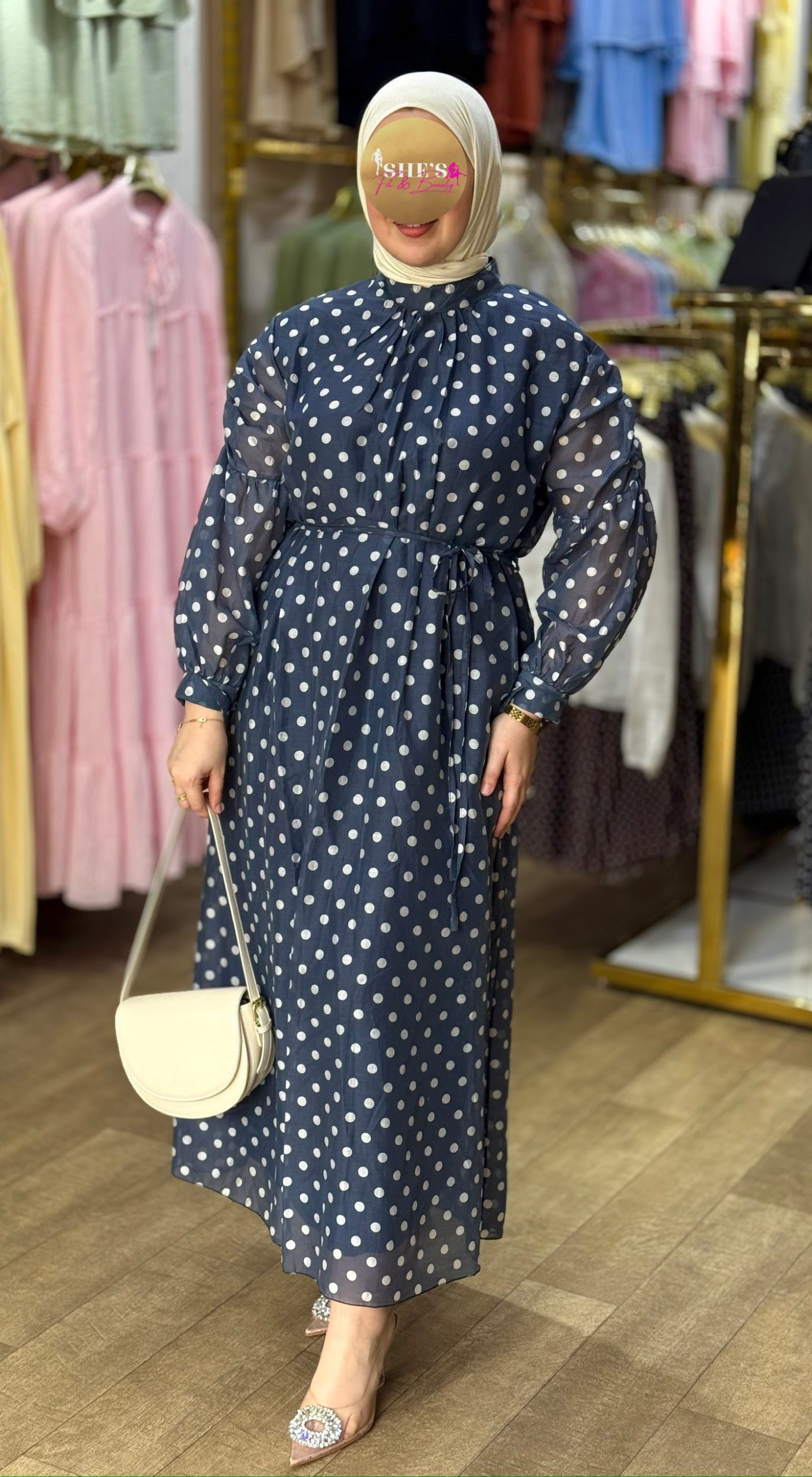 Robe Polka manche élastique